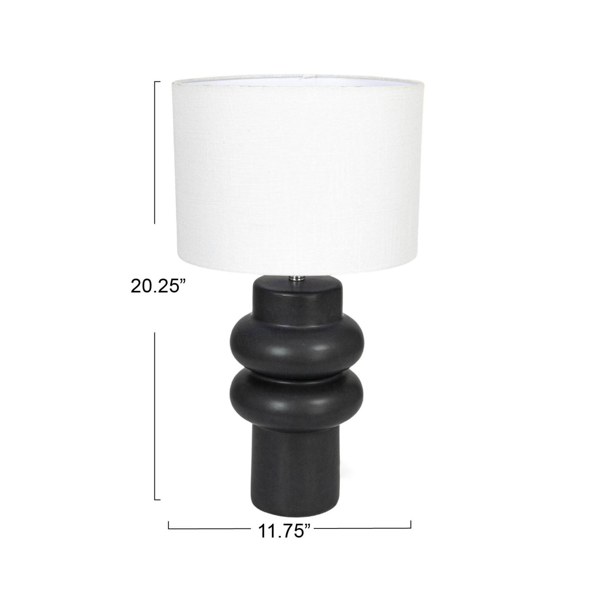 Hello Honey® 20" Black Stoneware Table Lamp with Linen Shade